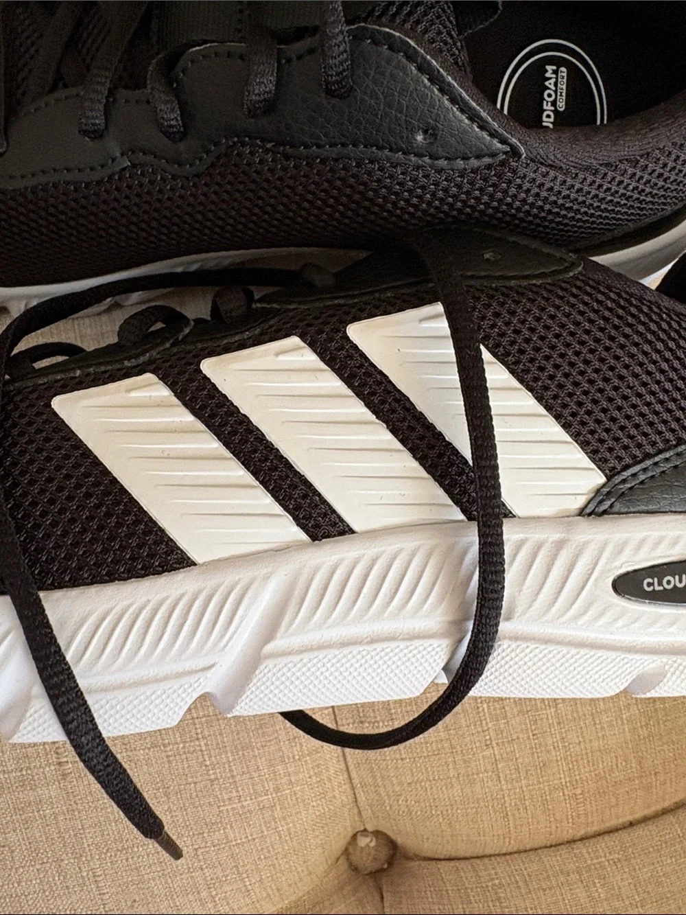 adidas Black and White Mesh Running Sneakers
